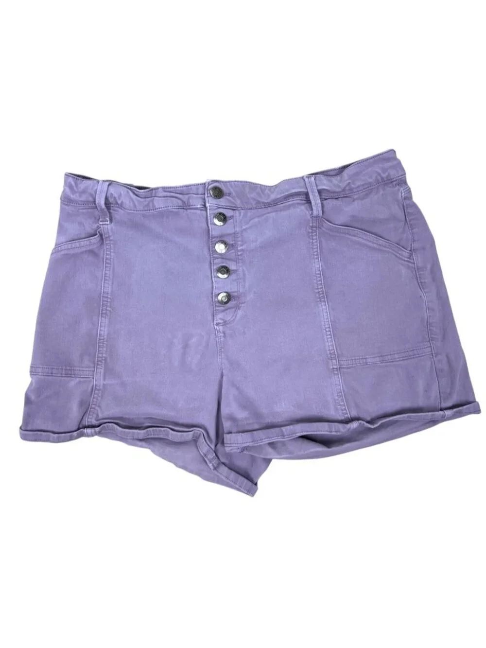 Pistola Women's 18W High Rise Shorts Purple Lavender Button Front Casual Trendy